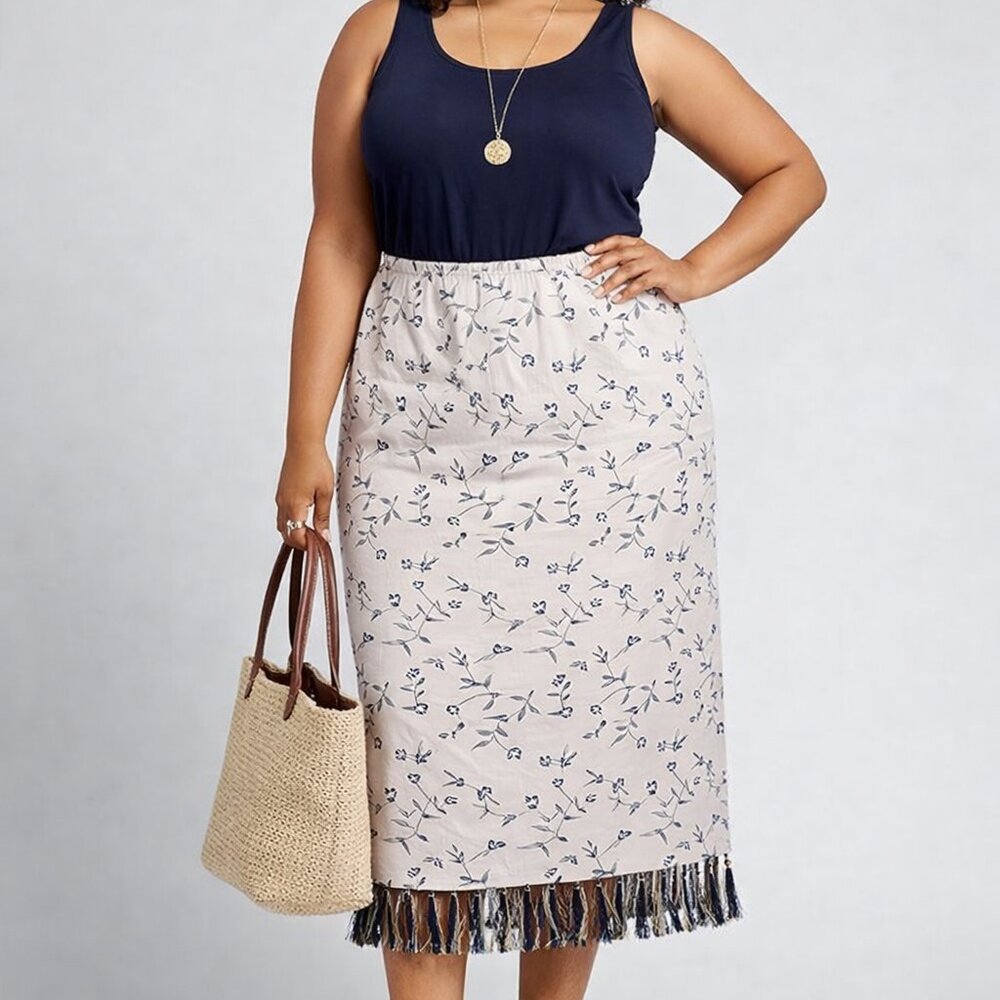 Nicole Studio Vintage Fringe embroidered Skirt size 18